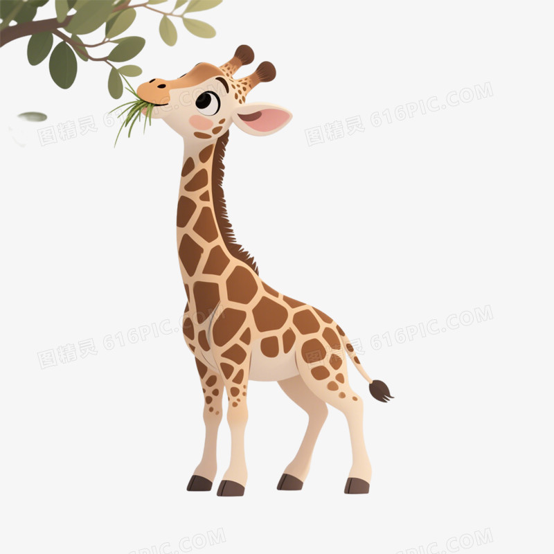 卡通插画食草动物吃草免抠元素