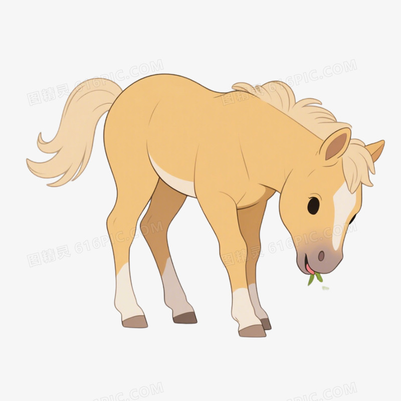 卡通插画食草动物吃草免抠元素