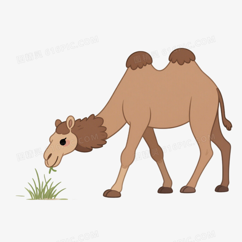 卡通插画食草动物吃草免抠元素
