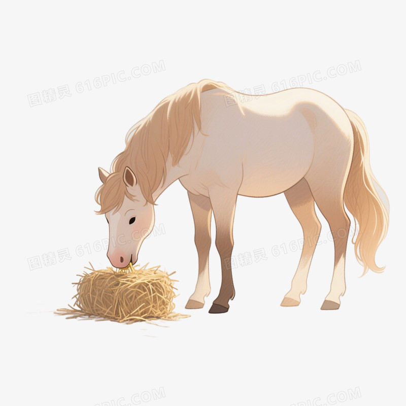 卡通插画食草动物吃草免抠元素