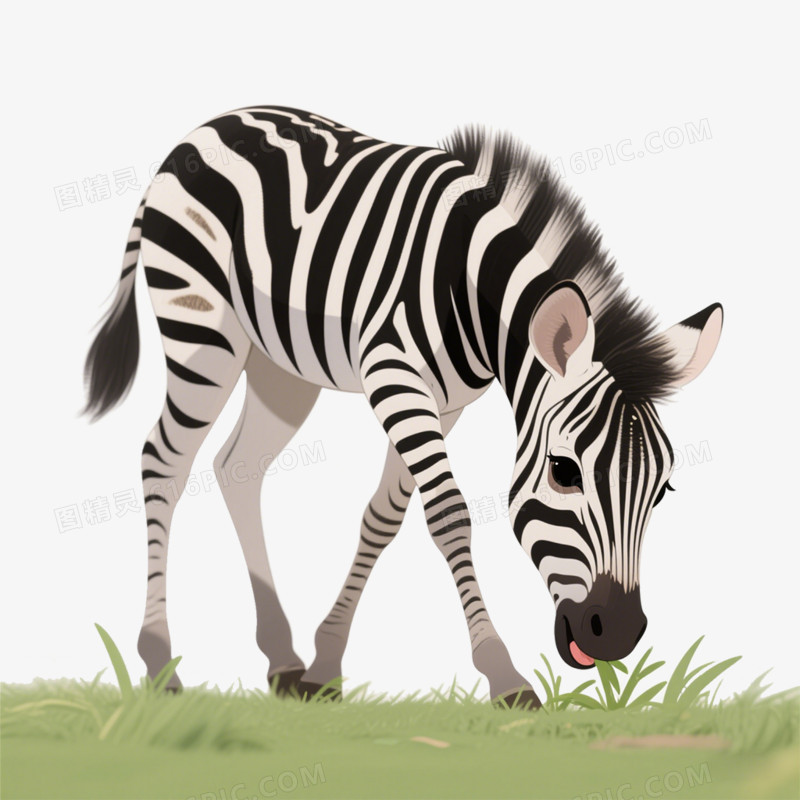 卡通插画食草动物吃草免抠元素