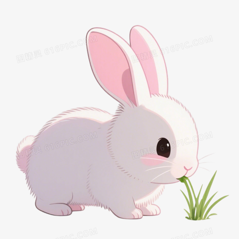 卡通插画食草动物吃草免抠元素