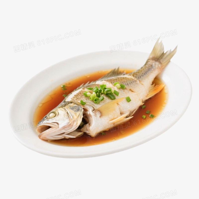 实景拍摄风格清蒸鲈鱼免抠元素