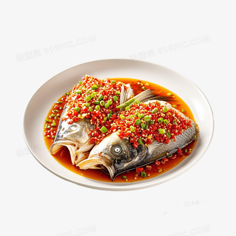 摄影风一盘剁椒鱼头中华美食免抠元素