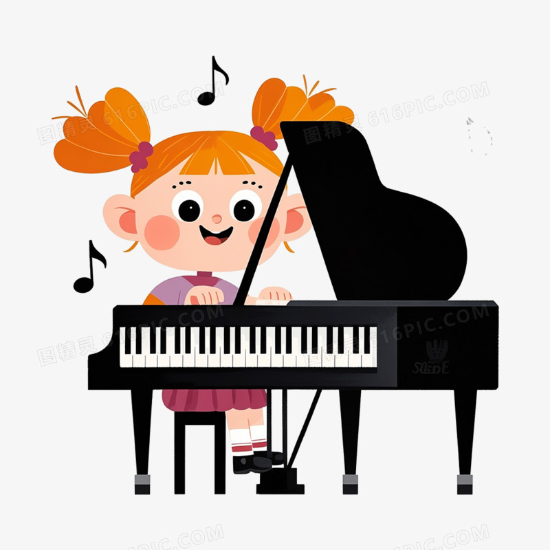 卡通插画钢琴兴趣班免抠元素