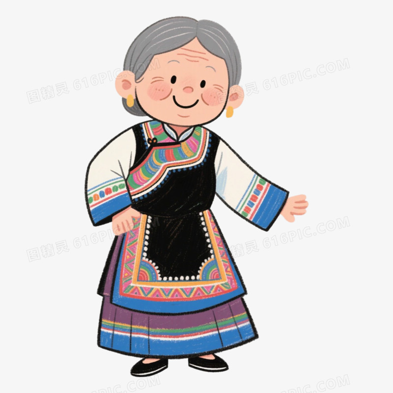 奶奶云南代表性服饰免抠元素