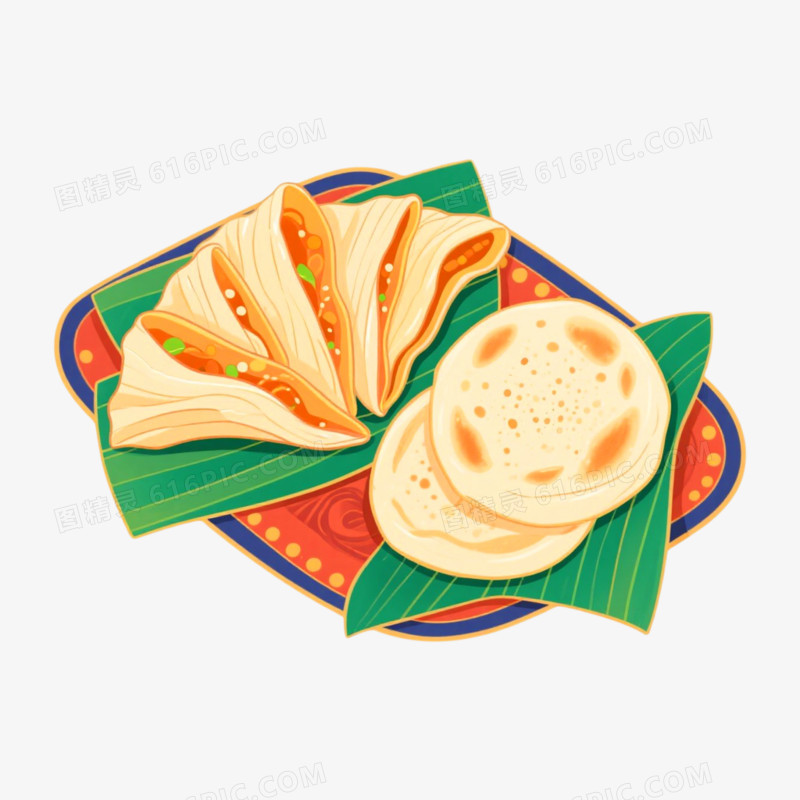手绘插画风格云南食乳扇与乳饼免抠元素