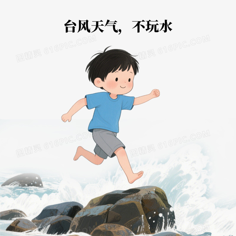 手绘卡通夏季自然灾害预防防范场景免抠元素