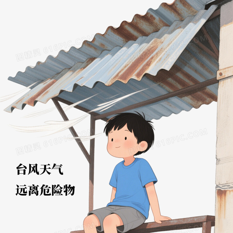 手绘卡通夏季自然灾害预防防范场景免抠元素