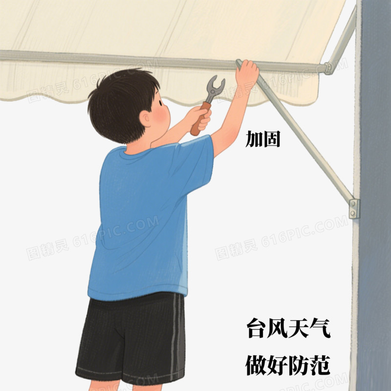 手绘卡通夏季自然灾害预防防范场景免抠元素