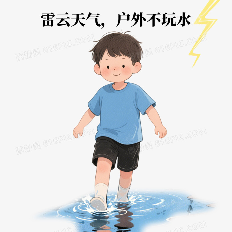手绘卡通夏季自然灾害预防防范场景免抠元素
