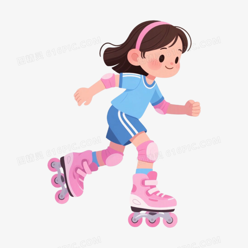 女孩学轮滑暑假兴趣班免抠元素