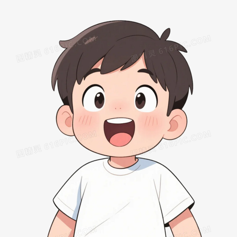 卡通插画风儿童表情包兴奋免抠元素