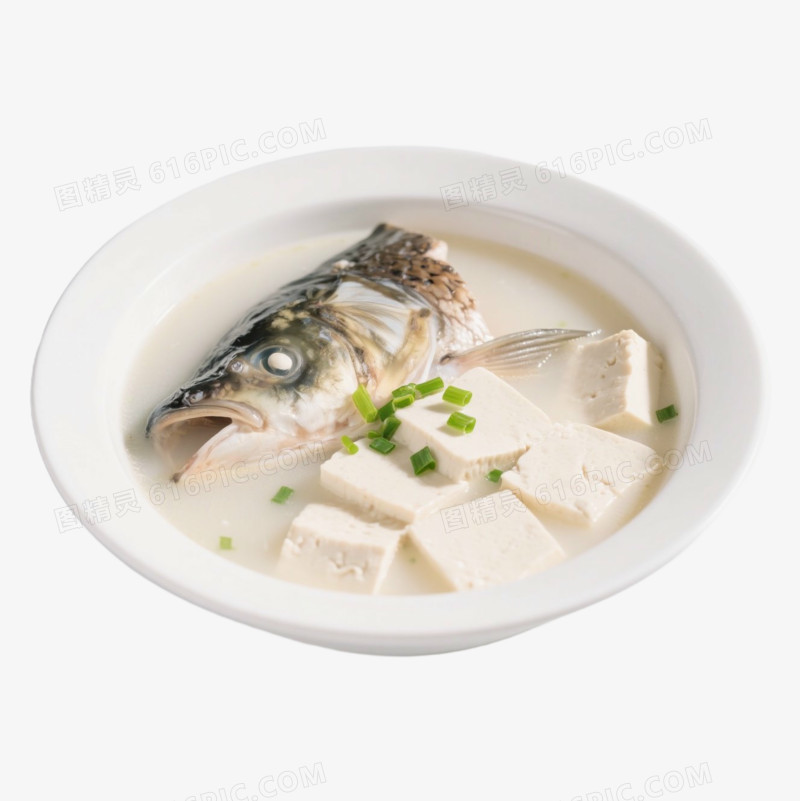 摄影一盘鱼头豆腐汤免抠元素