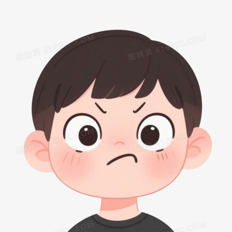 卡通插画风儿童表情包沮丧免抠元素
