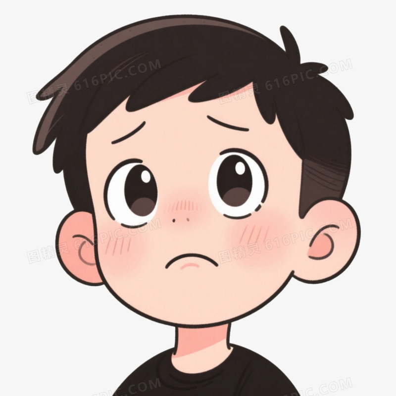 卡通插画风儿童表情包沮丧免抠元素