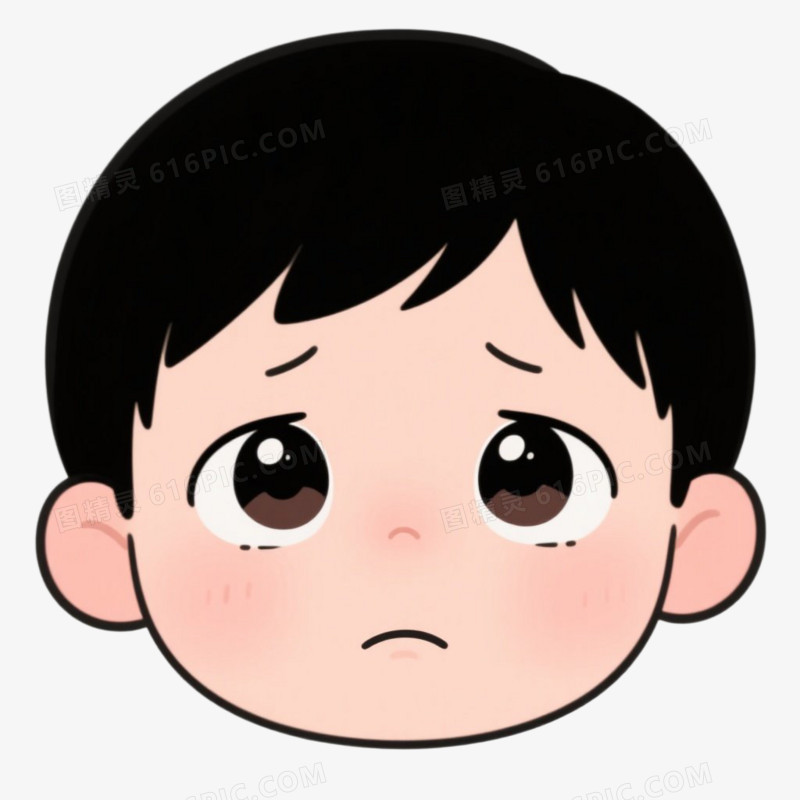 卡通插画风儿童表情包沮丧免抠元素