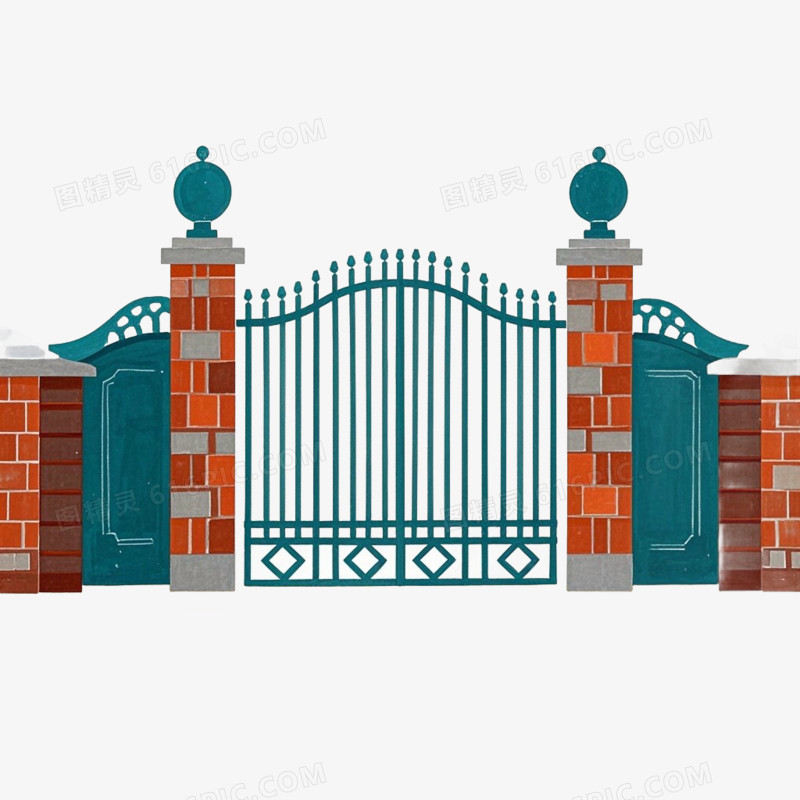 彩色学校平面卡通建筑免抠元素
