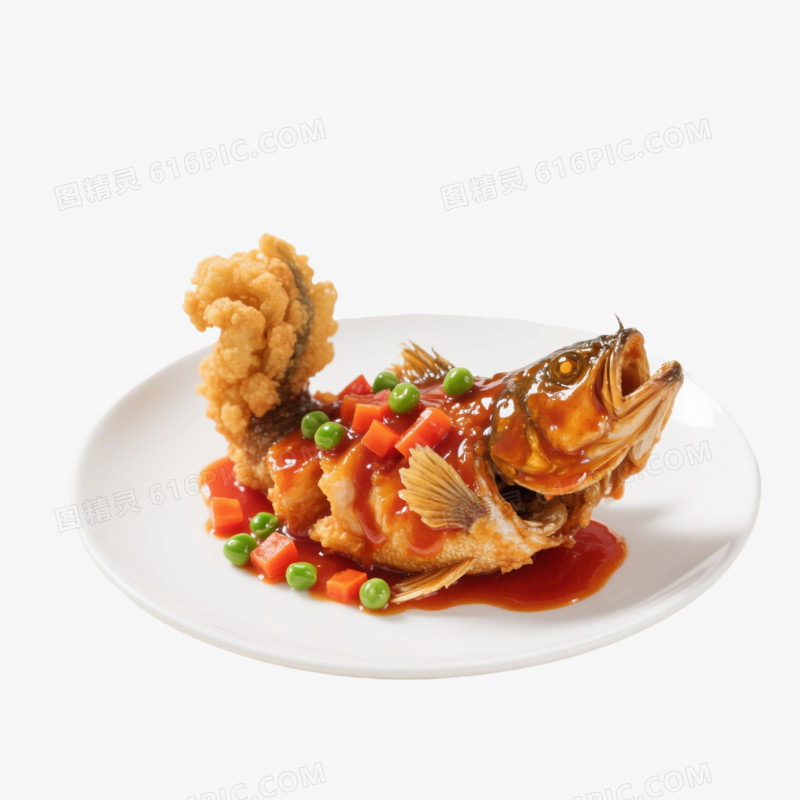 摄影一盘松鼠鳜鱼免抠元素