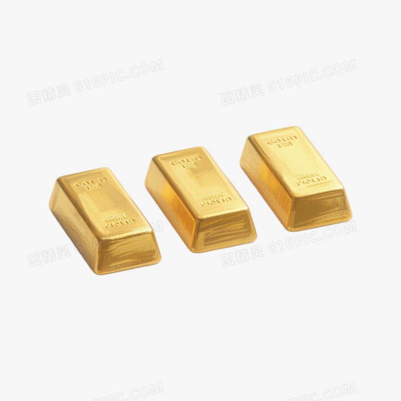 3块金砖黄金投资免抠元素
