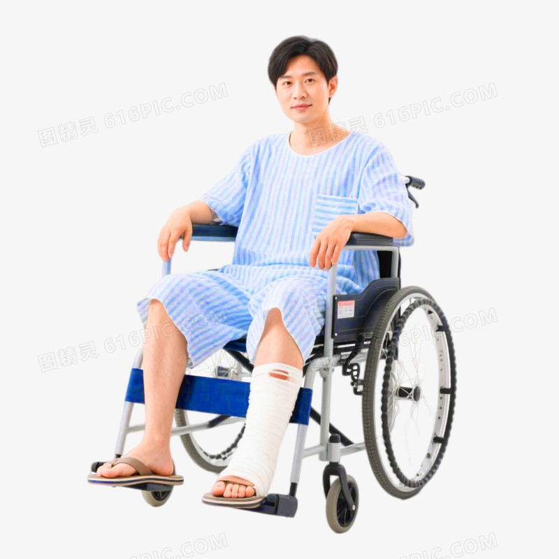 摄影风格坐在轮椅上的病人免抠元素
