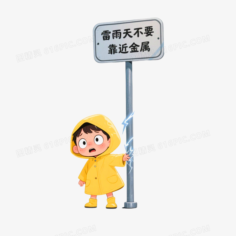 手绘插画风格自然灾害免抠元素