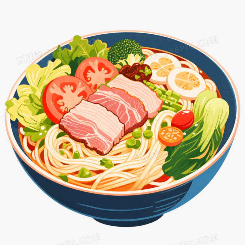 手绘插画风格云南特色美食过桥米线免抠元素