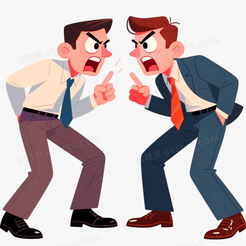 手绘插画风格职场人员吵架免抠元素
