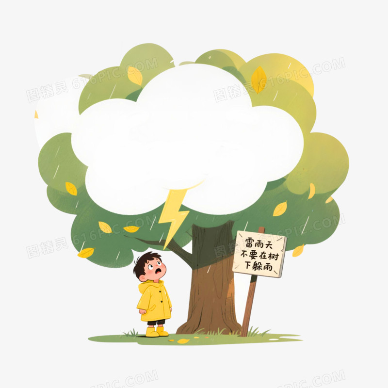 手绘插画风格自然灾害免抠元素