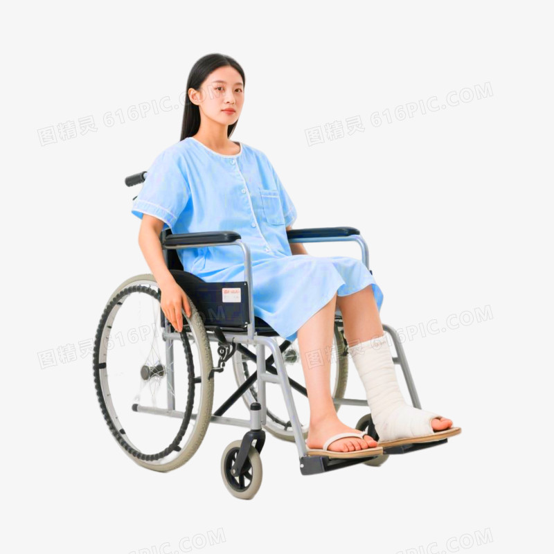 摄影风格坐在轮椅上的病人免抠元素