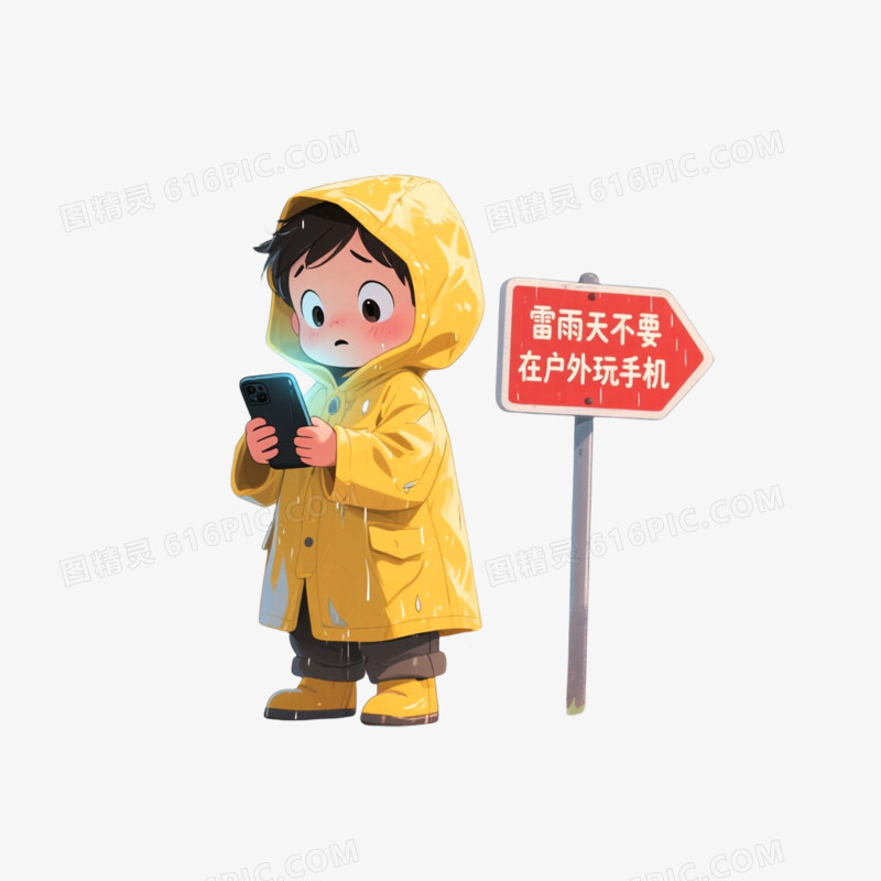 手绘插画风格自然灾害免抠元素