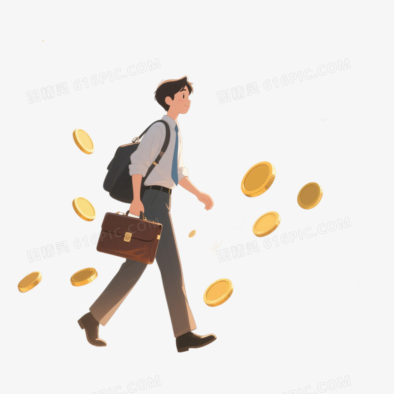 手绘卡通金融从业人免抠元素