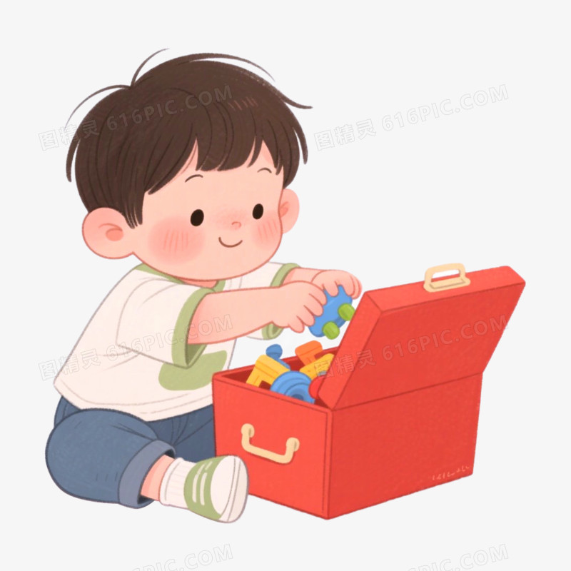 小朋友整理玩具保持整洁免抠元素