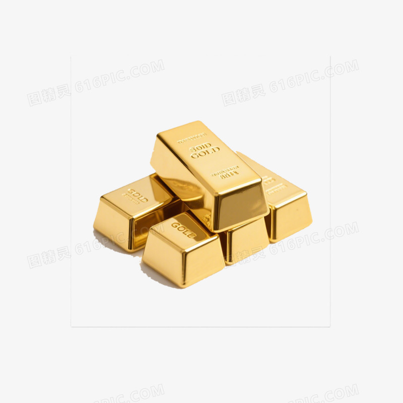 写实照片黄金投资金砖金币免抠元素