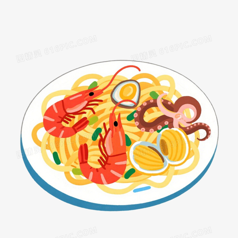 手绘卡通面食面条炒面免抠元素