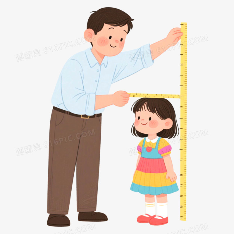 可爱卡通插画儿童量身高免抠元素