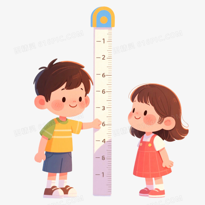 可爱卡通插画儿童量身高免抠元素