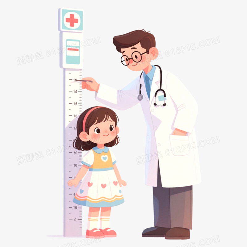 可爱卡通插画儿童量身高免抠元素