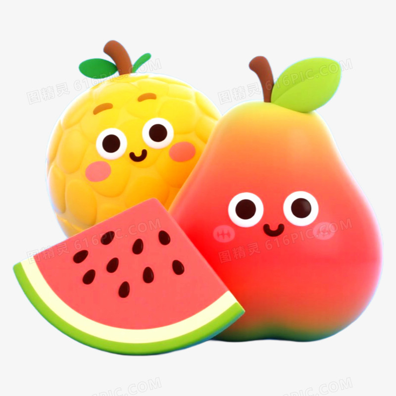 热带夏天水果3D立体免抠元素