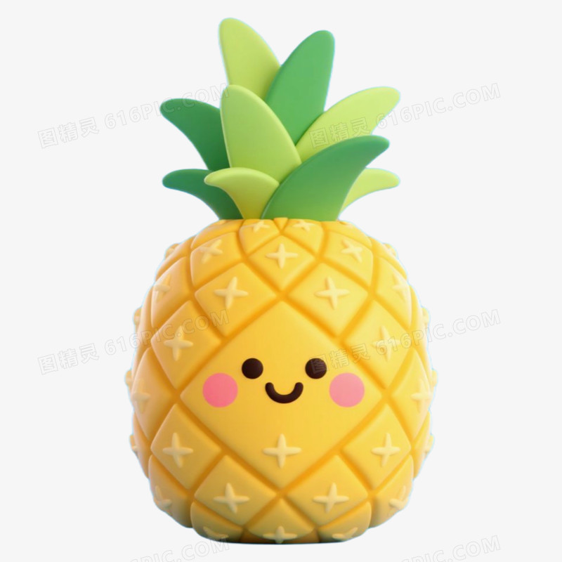 可爱菠萝夏天水果3D立体免抠元素