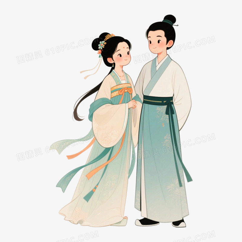 唐代古风七夕节节日元素免抠元素