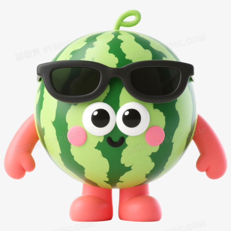 3D立体夏日水果西瓜免抠元素