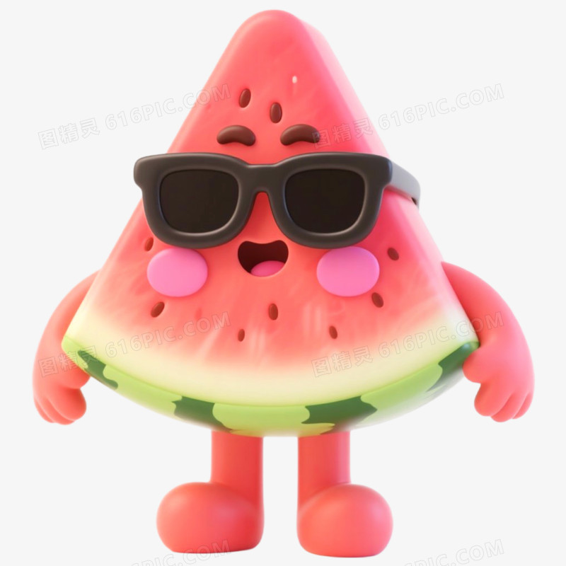 3D立体夏日水果西瓜免抠元素