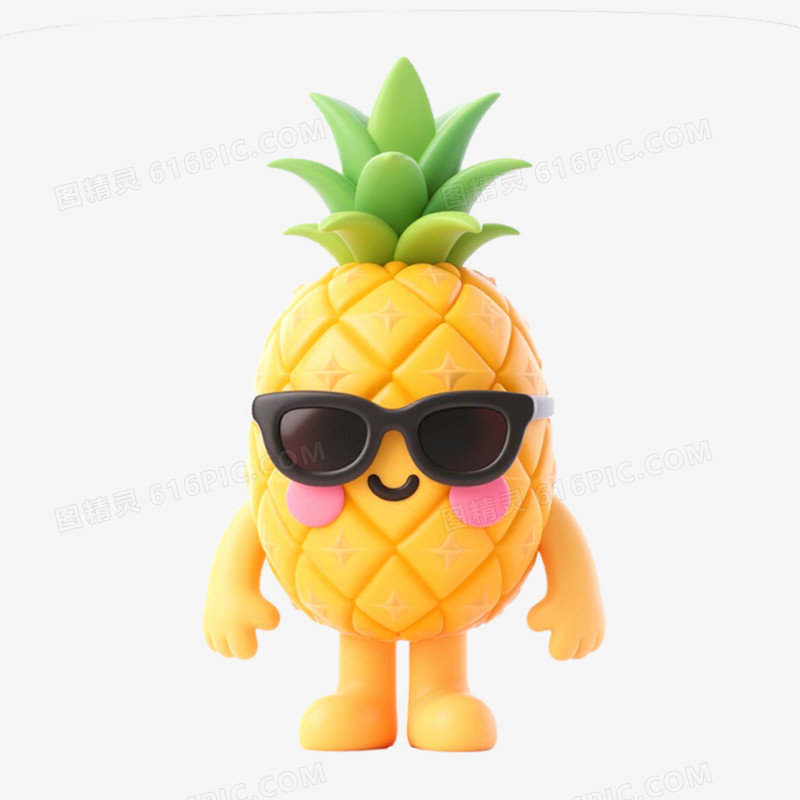 3D立体夏日水果菠萝免抠元素