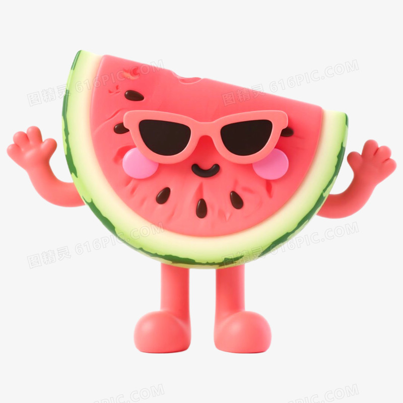 3D立体夏日水果西瓜免抠元素
