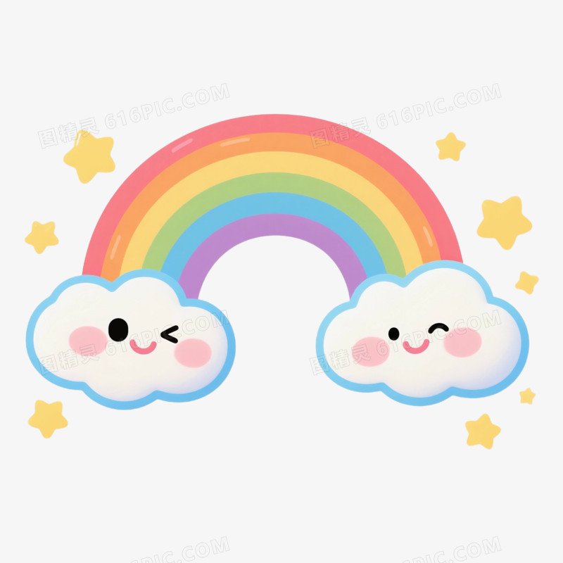 卡通手绘风格白云彩虹免抠元素