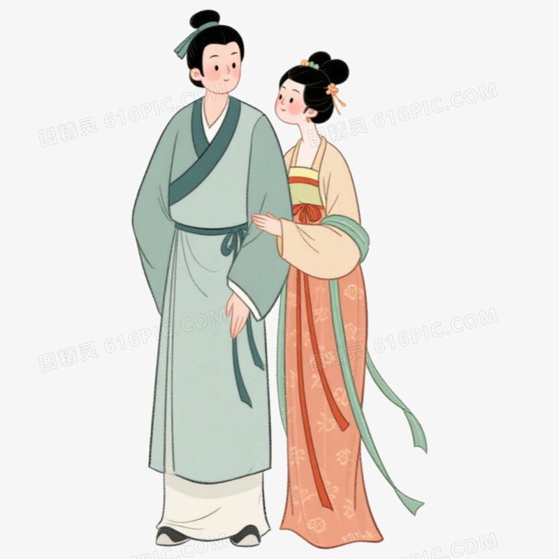 唐代服饰七夕节节日免抠元素