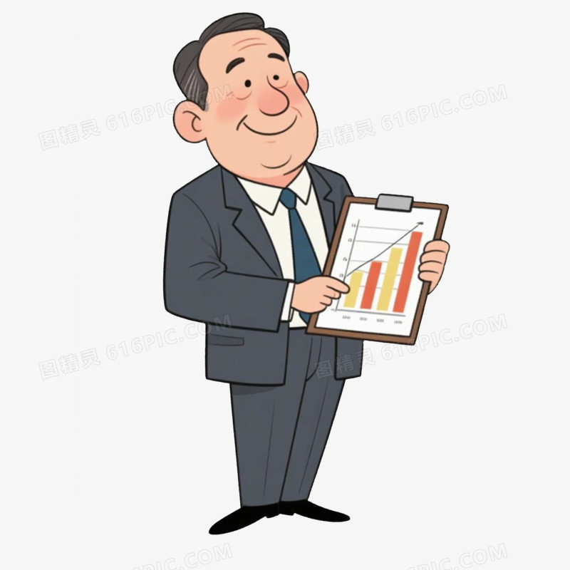 经理人物拿着业绩表免抠元素