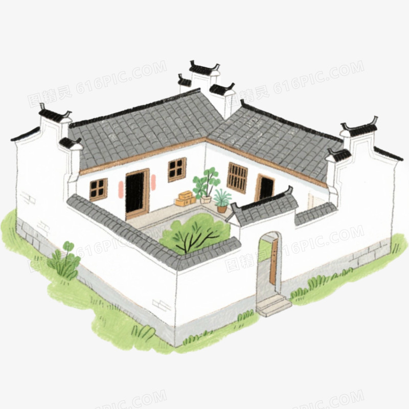 江西农村农家小院免抠元素