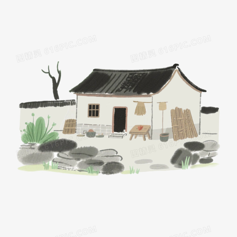 复古农村农家小院免抠元素
